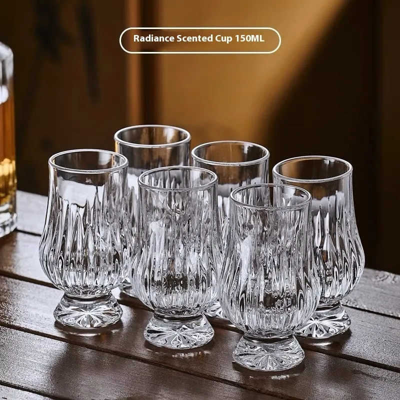 Clear glass fragrance-smelling cup with zodiac pattern and cup holder for wine tasting