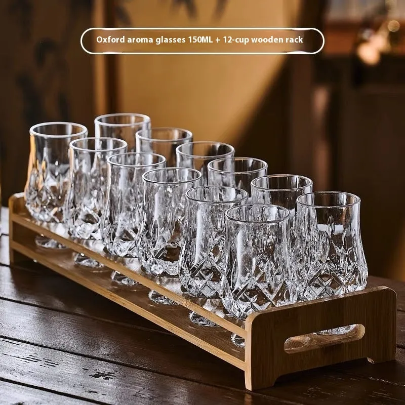 Clear glass fragrance-smelling cup with zodiac pattern and cup holder for wine tasting