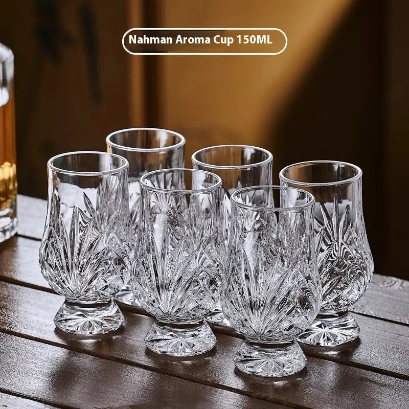 Clear glass fragrance-smelling cup with zodiac pattern and cup holder for wine tasting