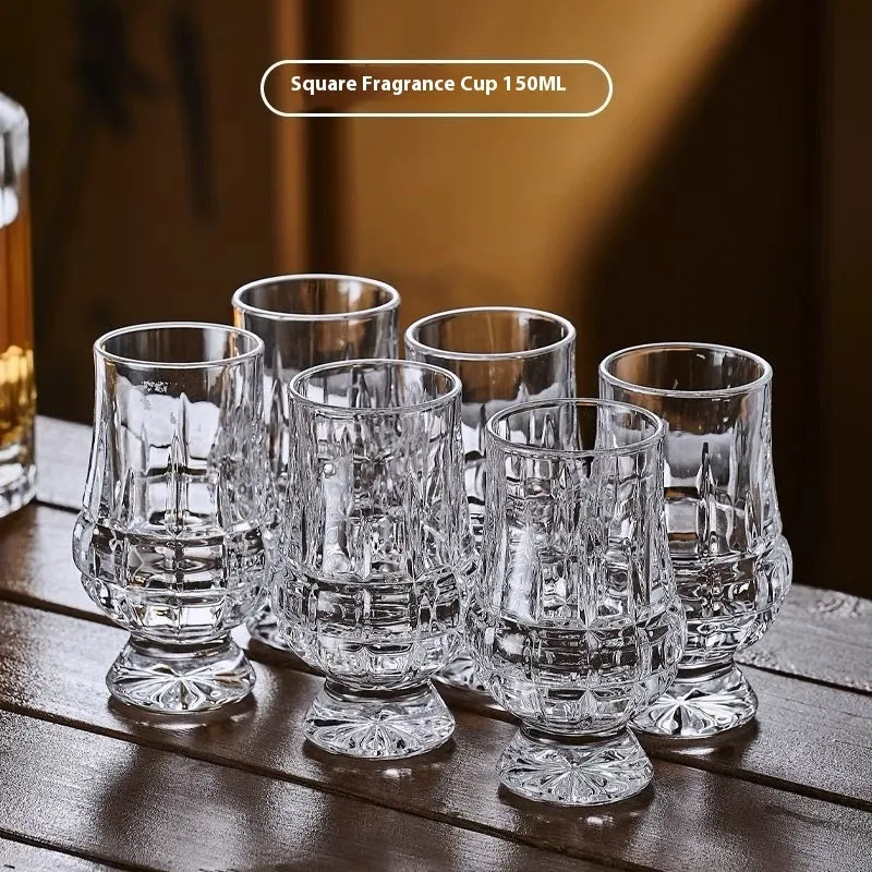 Clear glass fragrance-smelling cup with zodiac pattern and cup holder for wine tasting