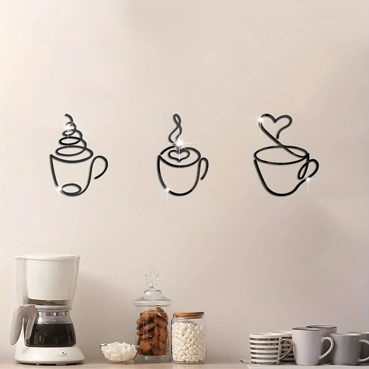 Creative coffee wall hanging metal decoration American style three-piece set 20.3cm height