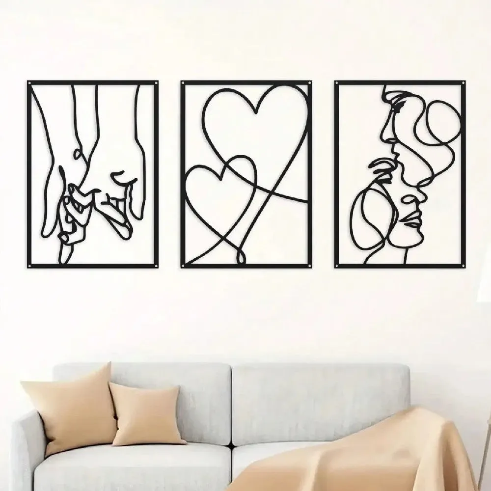 Modern simplicity iron wall decoration three-piece set for bedroom living room family home