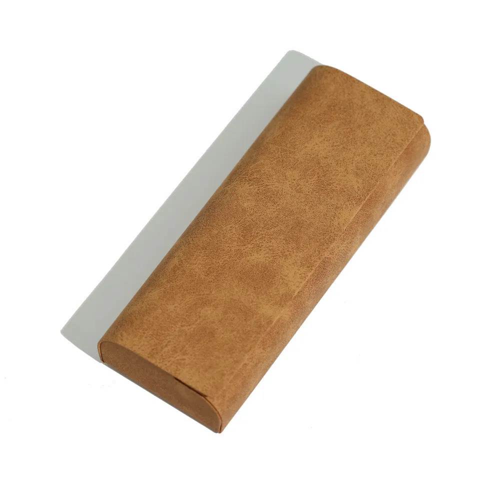 Retro leather sunglasses storage box in green, 155x60x30mm, with a glasses case design