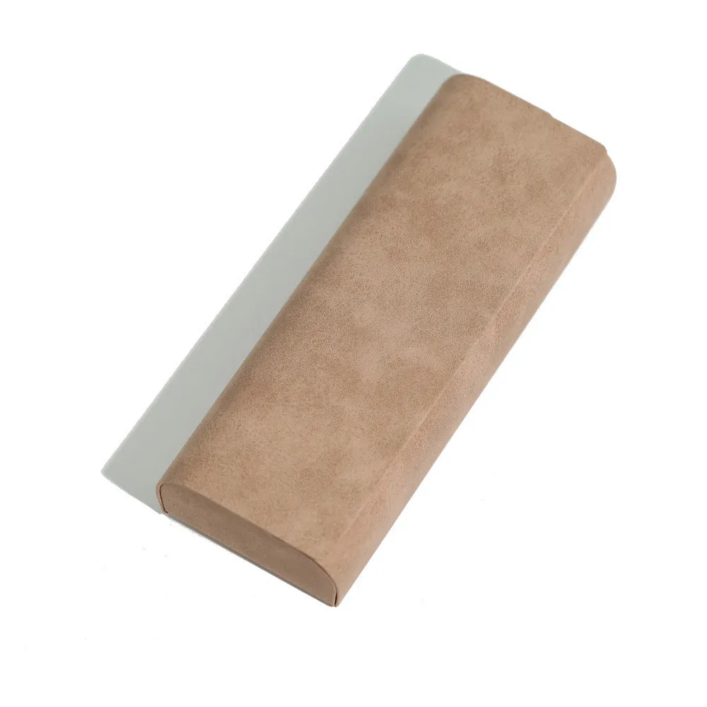 Retro leather sunglasses storage box in green, 155x60x30mm, with a glasses case design