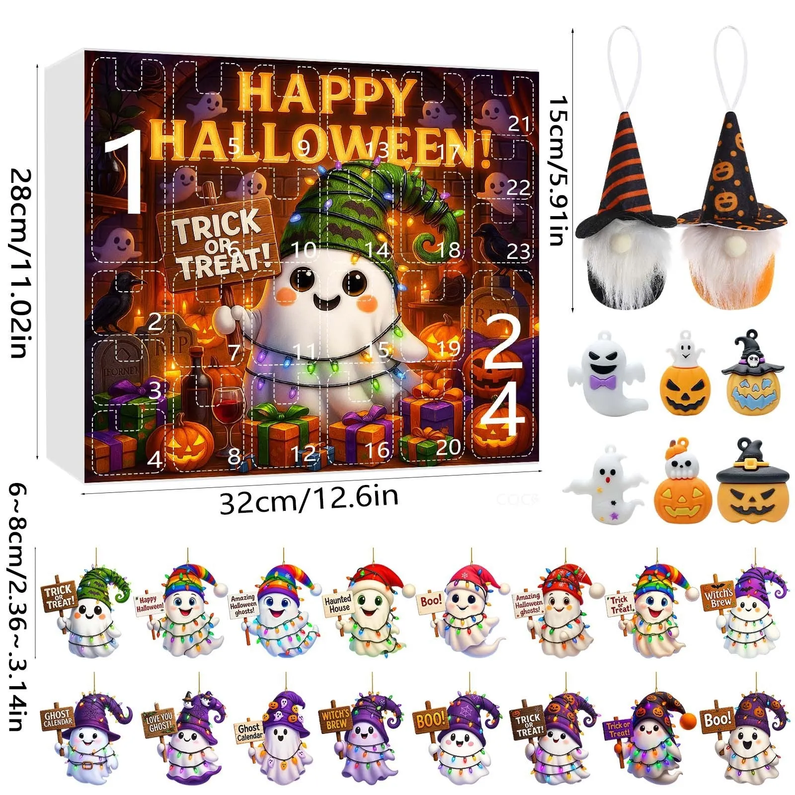 Ghost Pumpkin Doll blind box set with 16 pendants, 6 PVC figurines, 2 plush dolls in Halloween series niche style