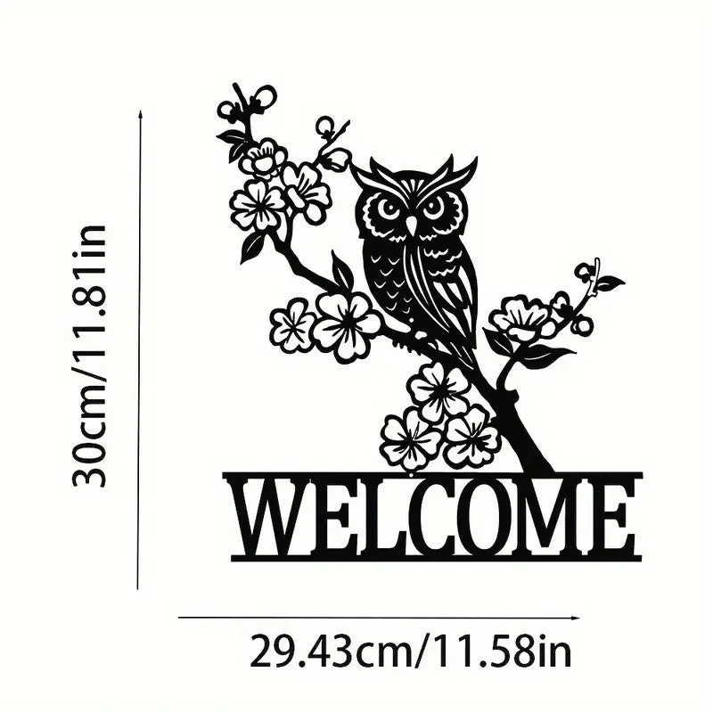 Copper wrought iron courtyard door head decoration with animal silhouette - butterfly, hummingbird or owl