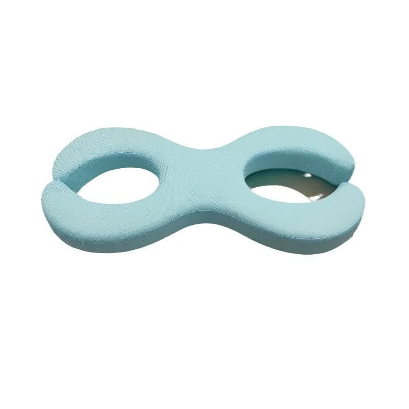 Cylindrical cervical traction pillow in cooling blue with memory foam core