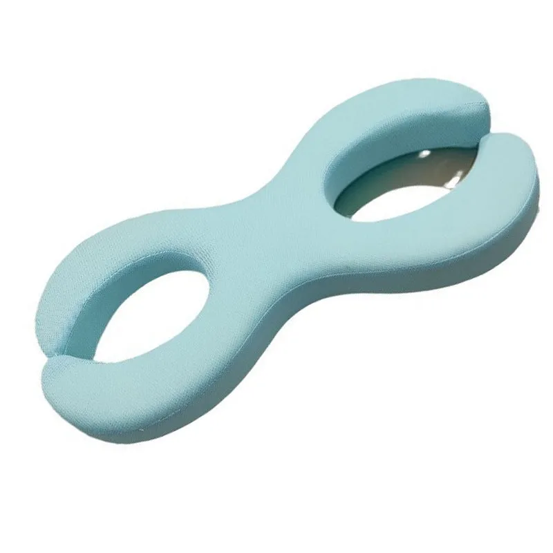 Cylindrical cervical traction pillow in cooling blue with memory foam core