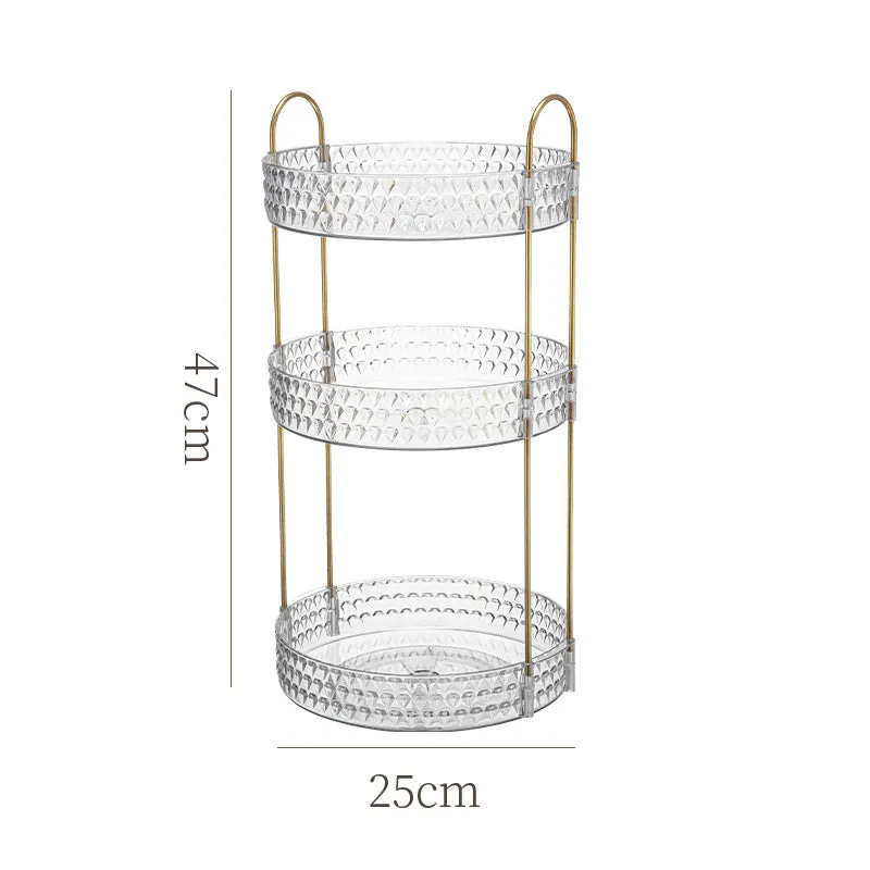 Light luxury cosmetics storage box with PET plastic and metal frame, double layer configuration