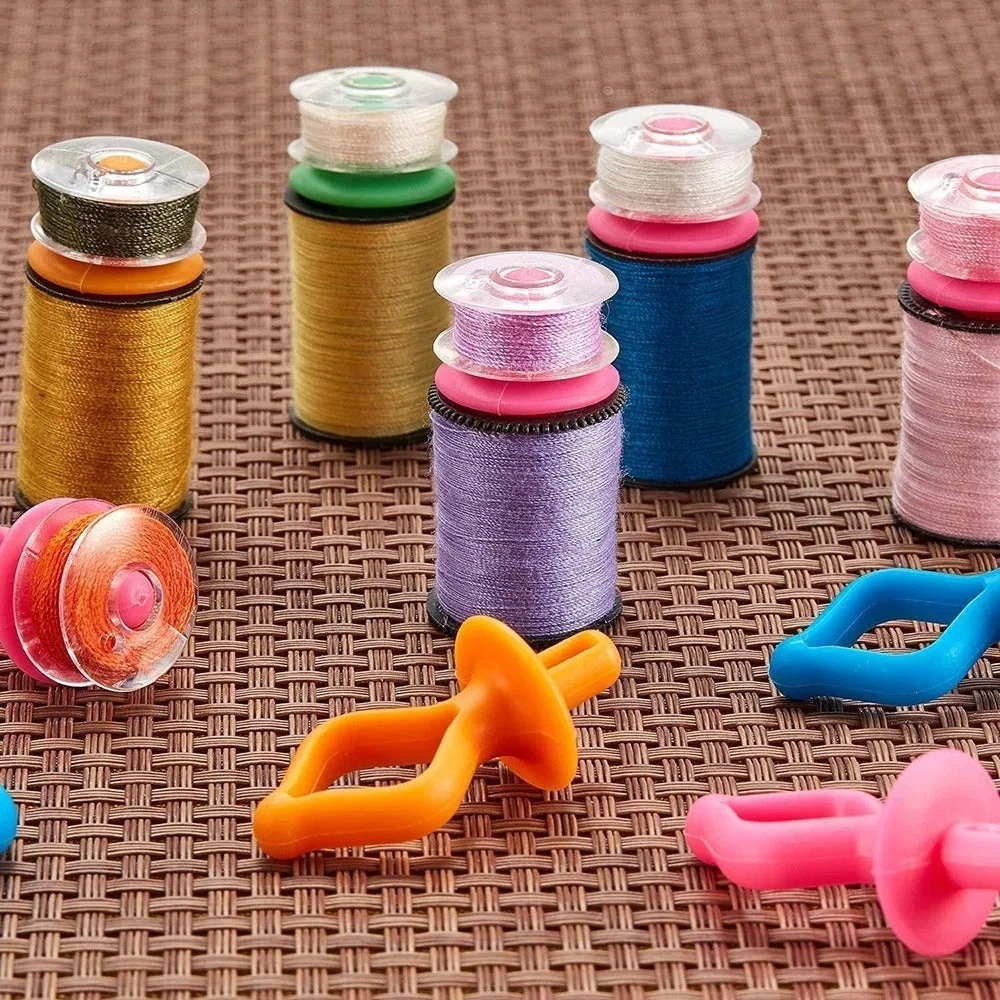 20 silicone nipple bobbin core clips in random colours for anti-shedding sewing thread storage