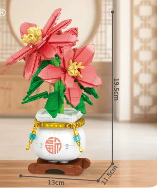 Fortune decoration building blocks toy plum ornaments small plastic pieces colour box packaging