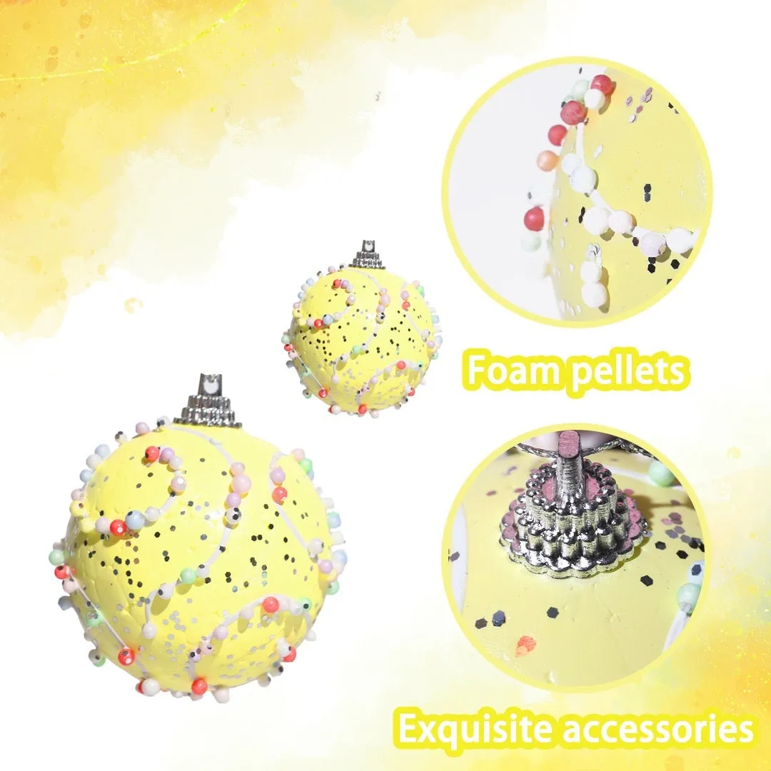 Set of colourful Christmas macaron ball foam pendants in 6cm and 8cm sizes