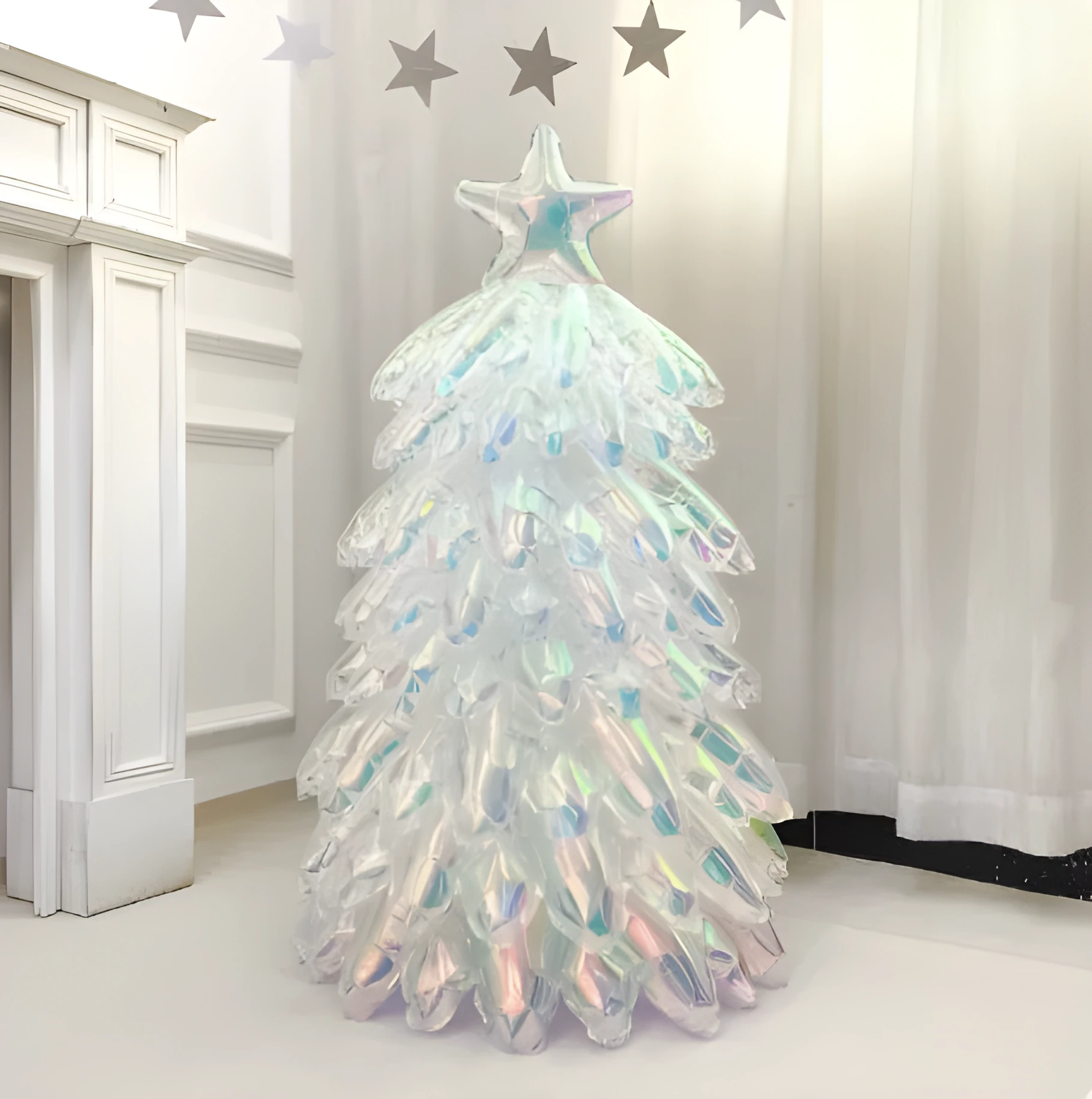 Aluminium foil Christmas balloon decoration arrangement – Santa Claus shape, metallic finish, full-size display