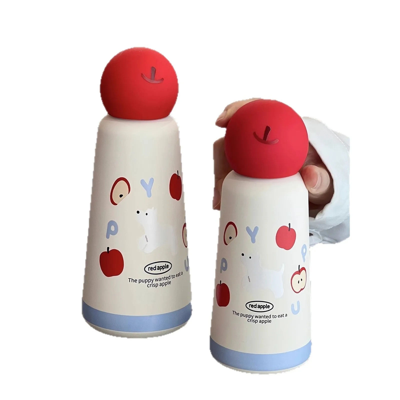 Cartoon cup with 316 stainless steel body in orange design with puppy face, 500ml capacity