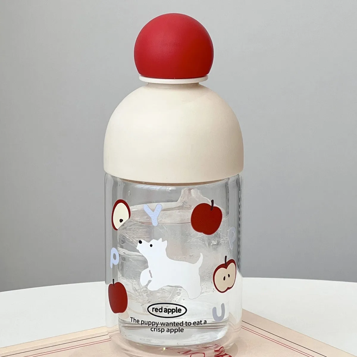 Cartoon cup with 316 stainless steel body in orange design with puppy face, 500ml capacity