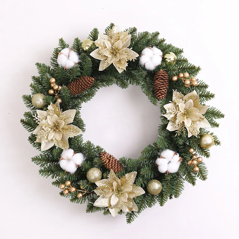 Christmas wreath 40cm diameter handmade PVC with lights red ball flower on door