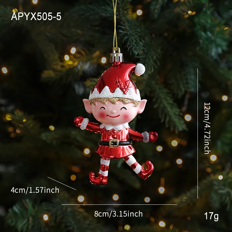 Light luxury plastic pendant charm with sticky powder finish in red and white, Snowman style for bag decoration