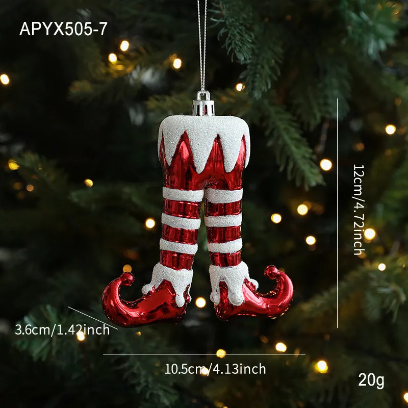 Light luxury plastic pendant charm with sticky powder finish in red and white, Snowman style for bag decoration