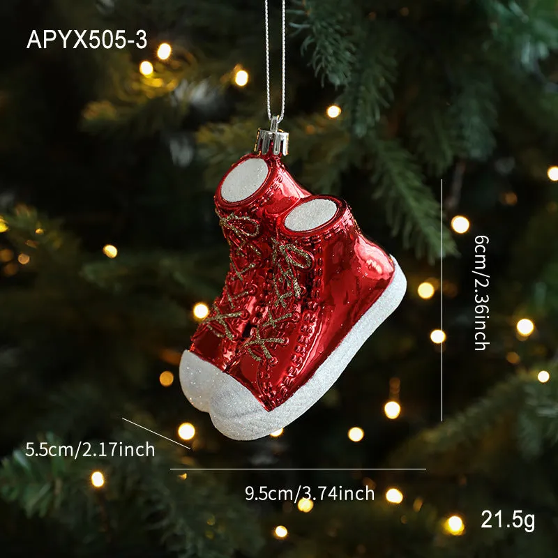 Light luxury plastic pendant charm with sticky powder finish in red and white, Snowman style for bag decoration