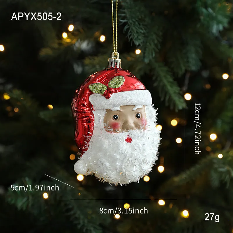 Light luxury plastic pendant charm with sticky powder finish in red and white, Snowman style for bag decoration
