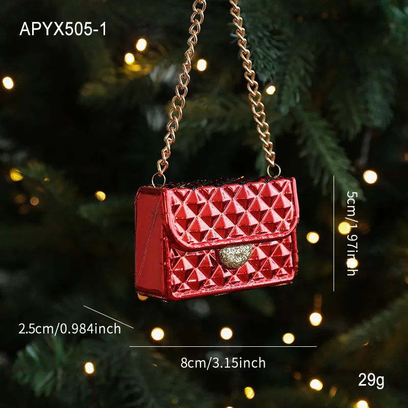 Light luxury plastic pendant charm with sticky powder finish in red and white, Snowman style for bag decoration