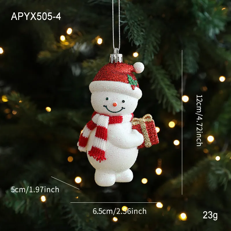 Light luxury plastic pendant charm with sticky powder finish in red and white, Snowman style for bag decoration