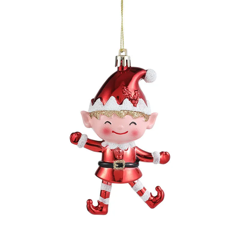 Light luxury plastic pendant charm with sticky powder finish in red and white, Snowman style for bag decoration