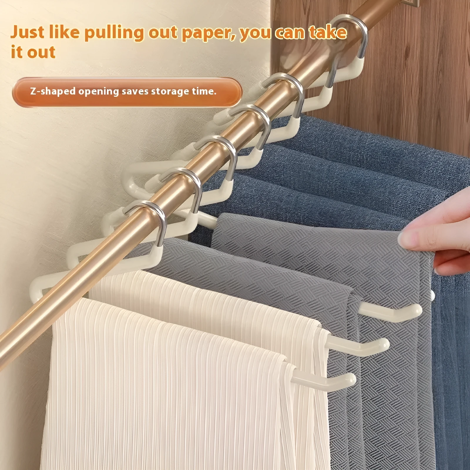 Multifunctional non-slip Z-shaped trousers hanger with stainless steel dipped coating in cream white