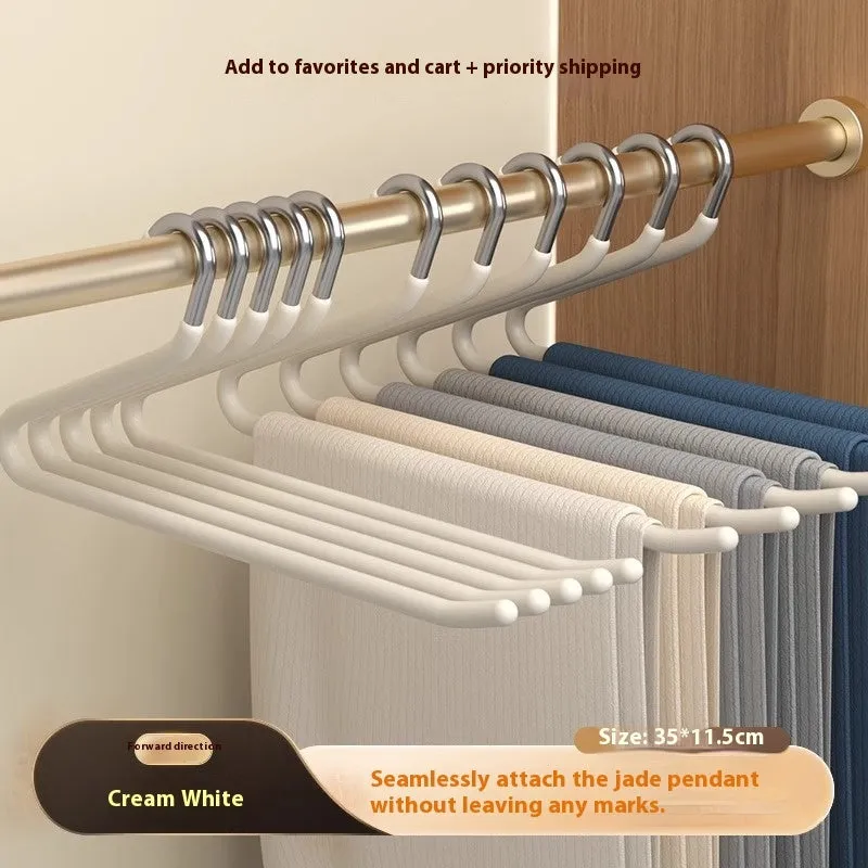 Multifunctional non-slip Z-shaped trousers hanger with stainless steel dipped coating in cream white