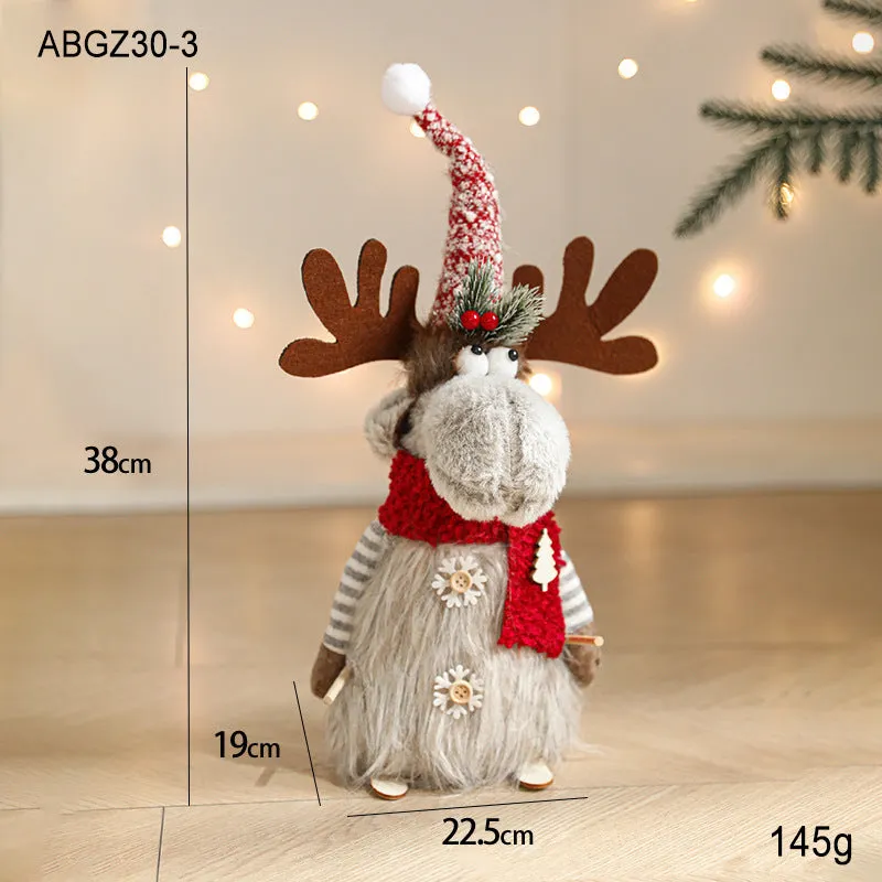 Cartoon plush elk retractable Christmas doll in gray colour with sled, cloth material, American modern art style