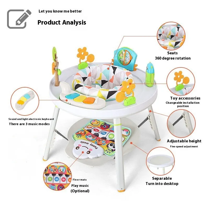 Baby jumping chair with three-in-one function in duck design with optional music cushion