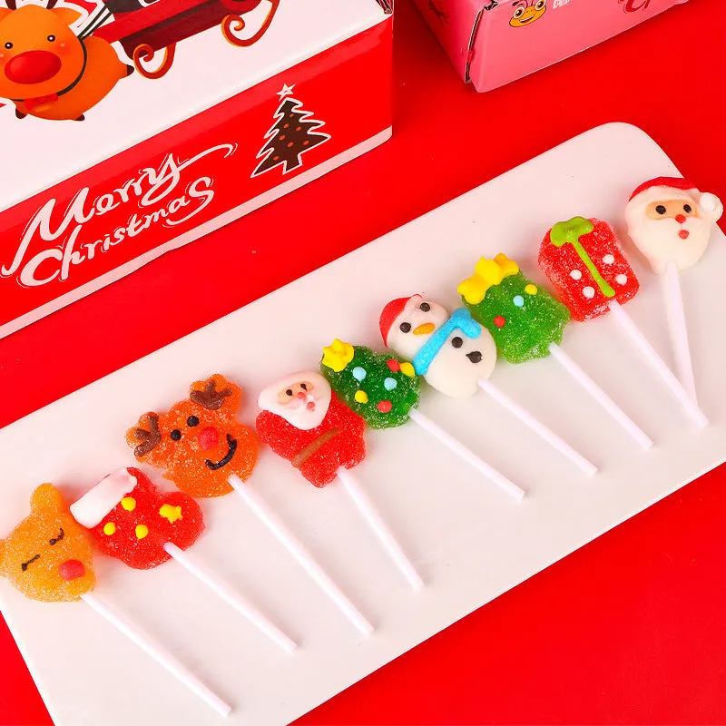 Christmas soft lollipop gift box with 18 or 30 soft candy sticks in festive packaging