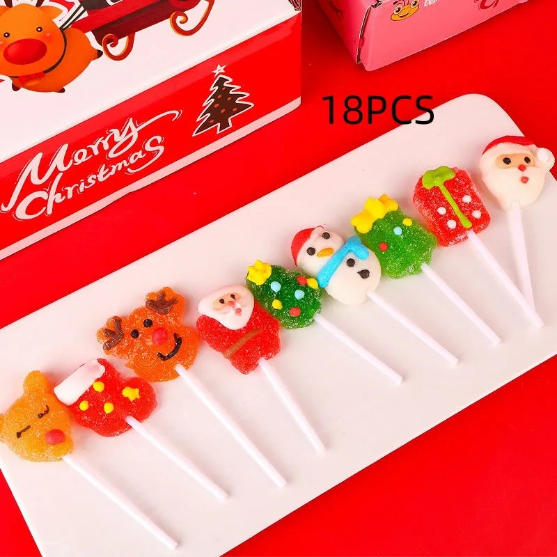 Christmas soft lollipop gift box with 18 or 30 soft candy sticks in festive packaging