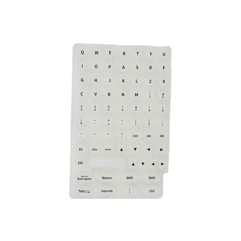 Set of 70 silicone keycap stickers in black for nail protection on a keyboard