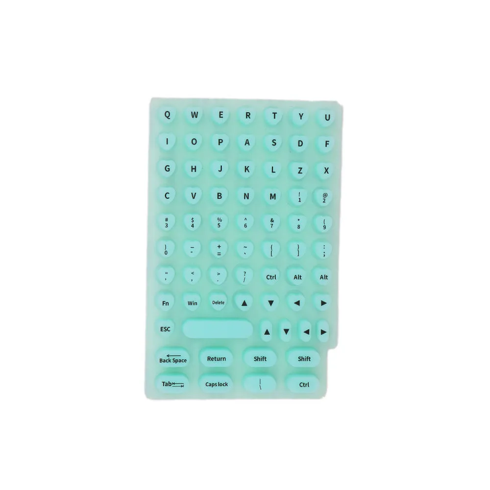 Set of 70 silicone keycap stickers in black for nail protection on a keyboard