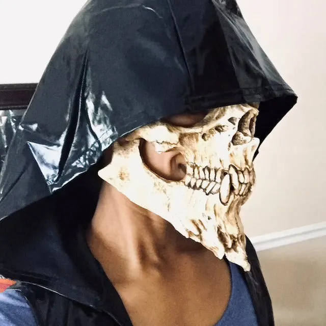 Skull warrior horror Halloween mask in black and white latex bone design