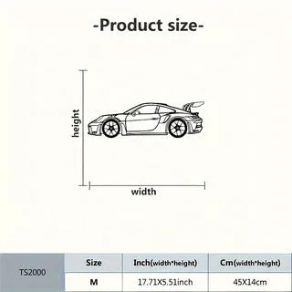 Black iron sports car wall art decoration on a white wall