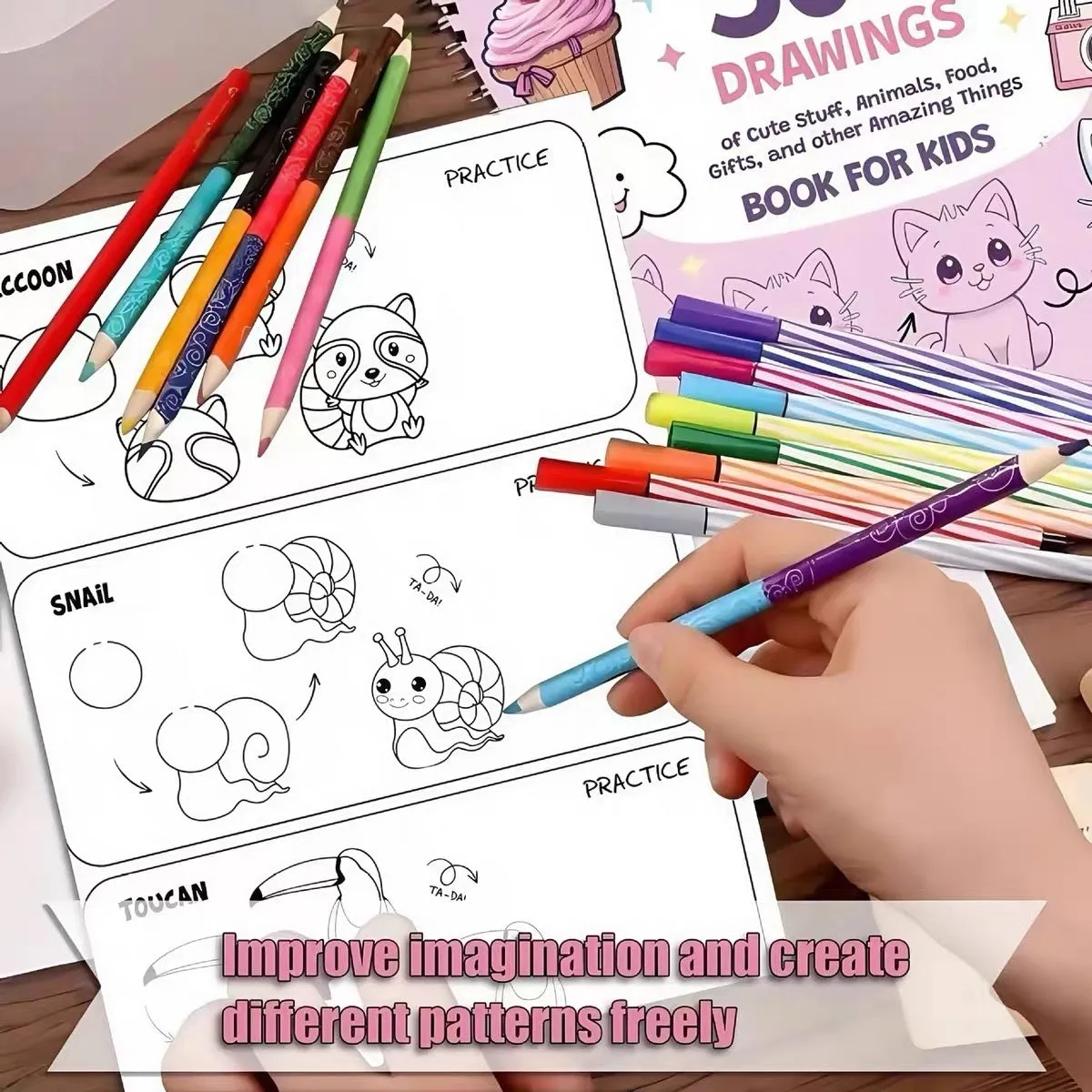Children's how to draw everything painting book with decomposition drawing cover and coated paper pages