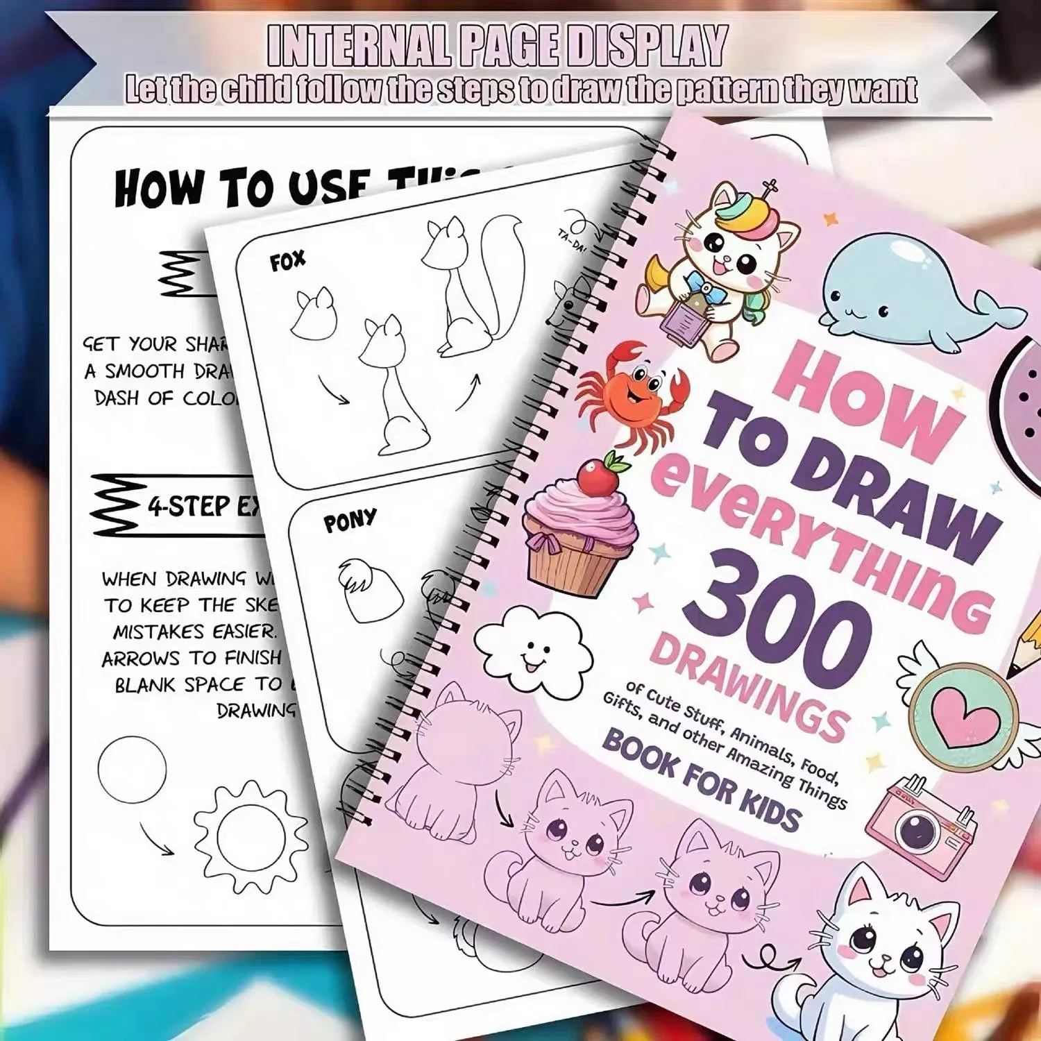 Children's how to draw everything painting book with decomposition drawing cover and coated paper pages
