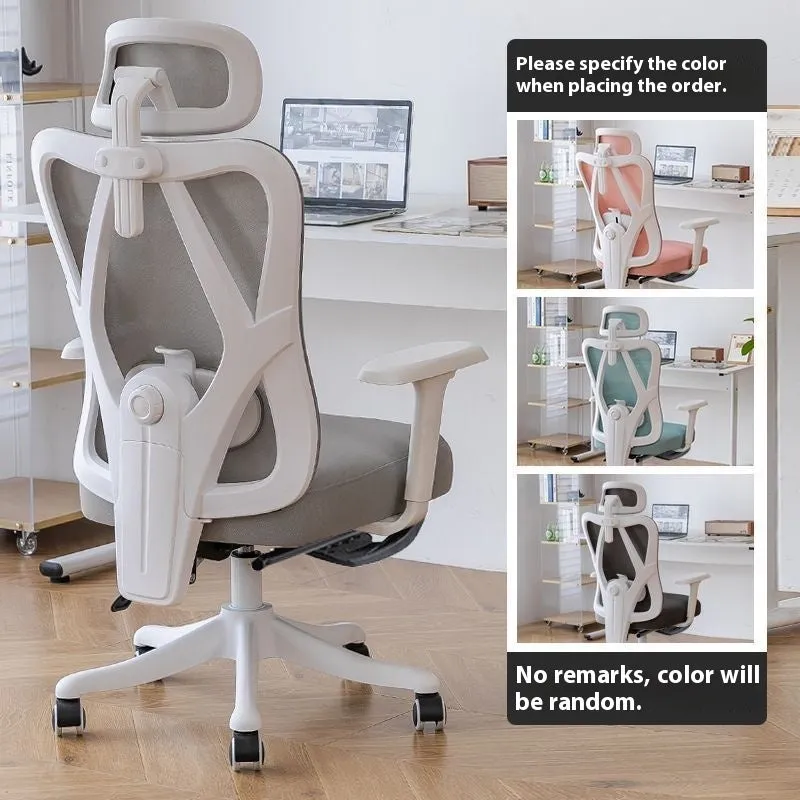 Ergonomic mesh gaming chair with black frame, black net back, 4D armrests, and footrest