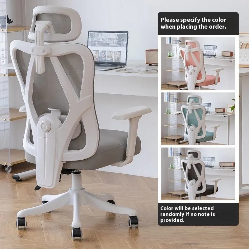 Ergonomic mesh gaming chair with black frame, black net back, 4D armrests, and footrest