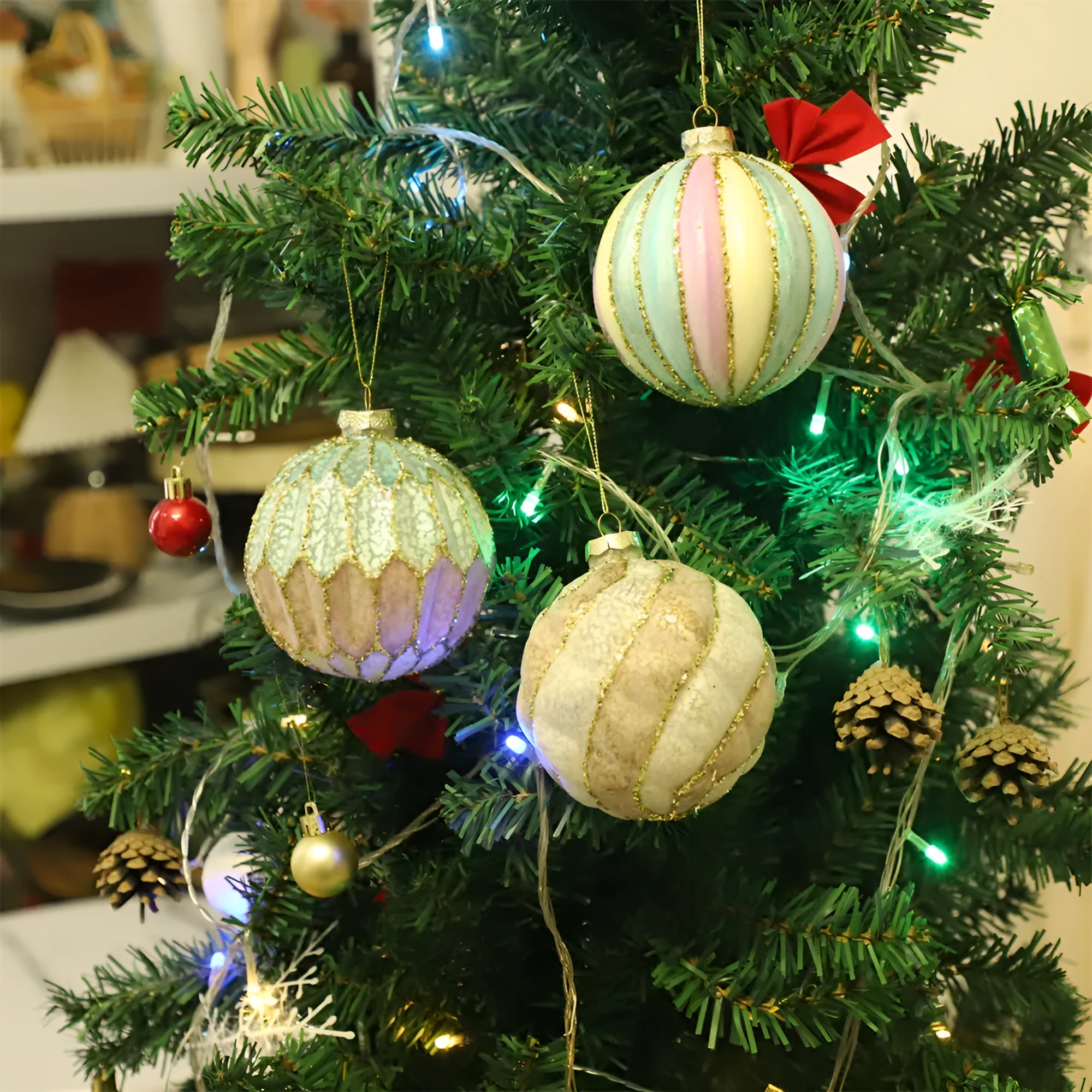 D10CM old silver painted glass Christmas ball pendant with grinding defect, three colour options