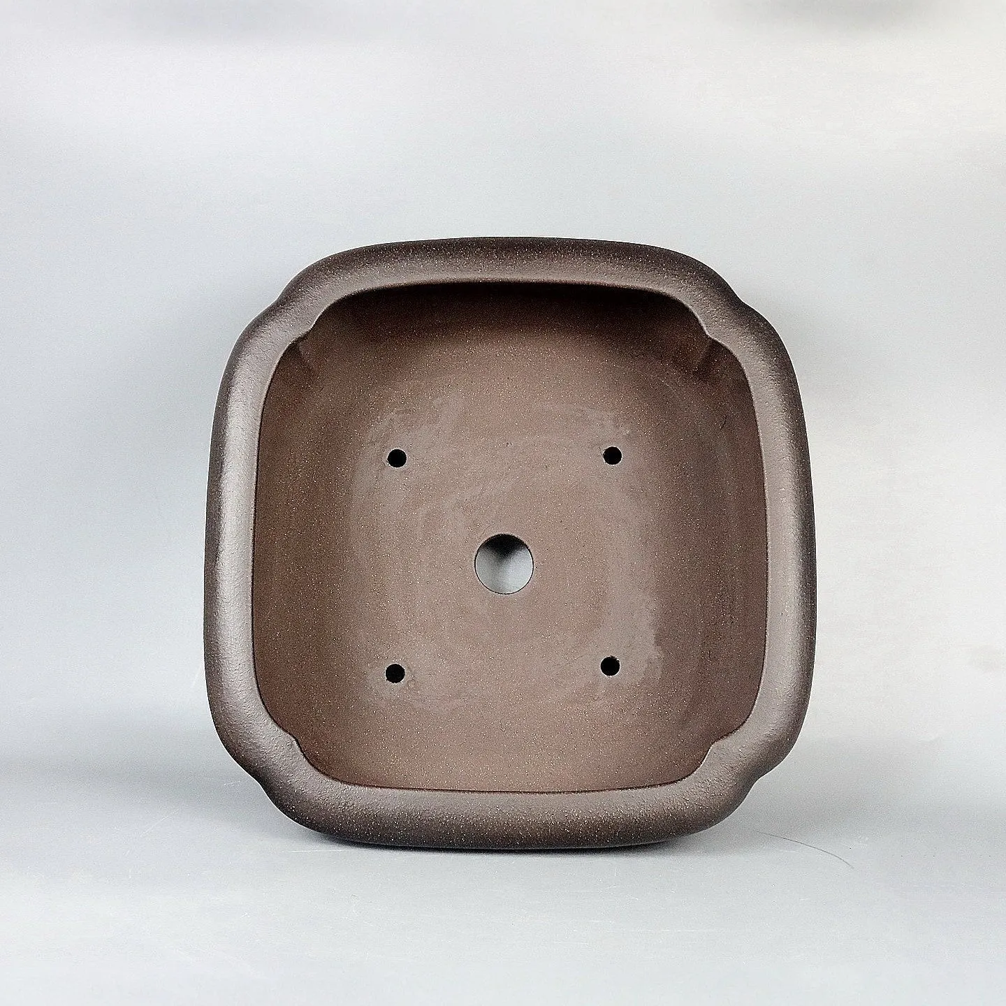 Handmade antique square purple sand ceramic bonsai pot, 41x41x18cm outer dimensions