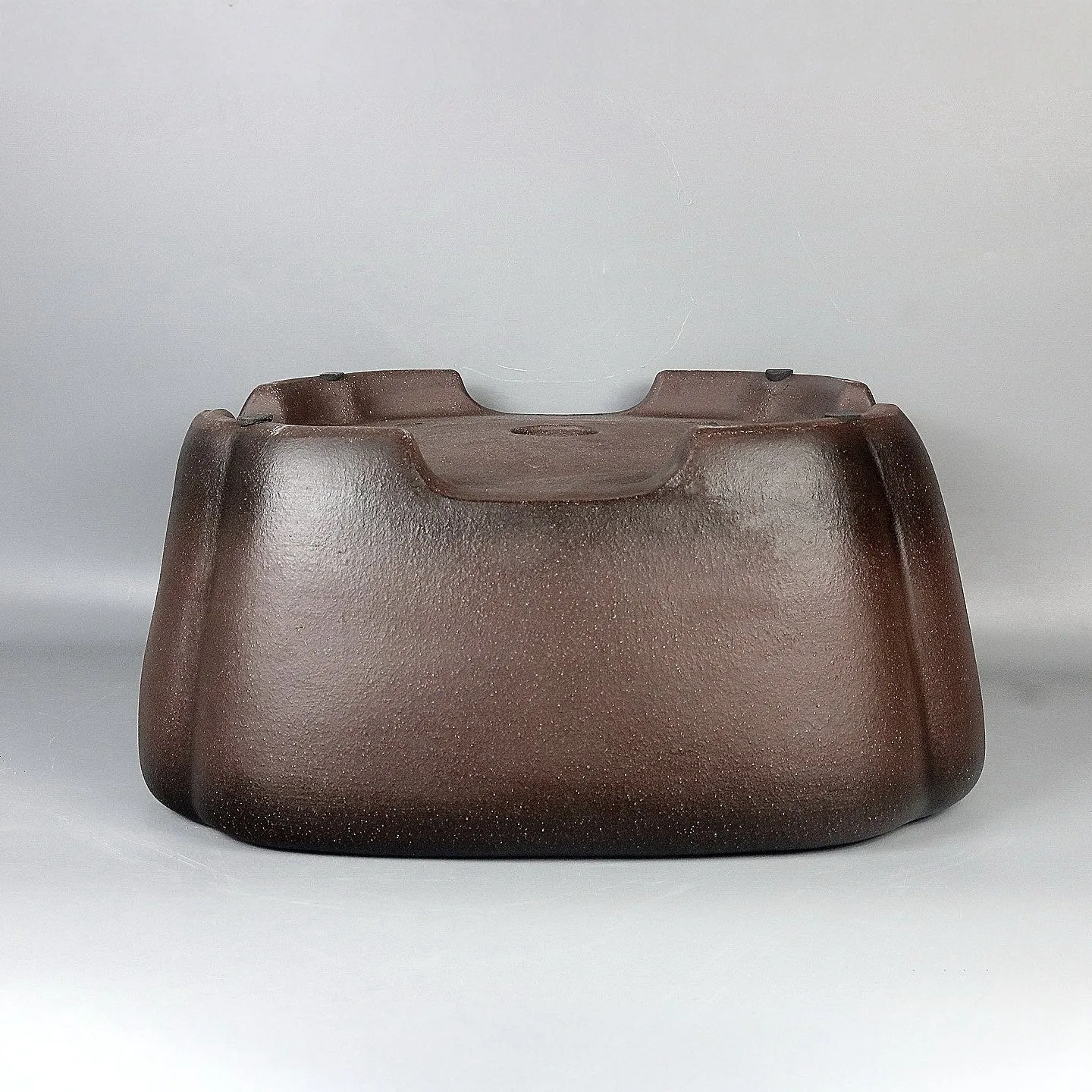 Handmade antique square purple sand ceramic bonsai pot, 41x41x18cm outer dimensions