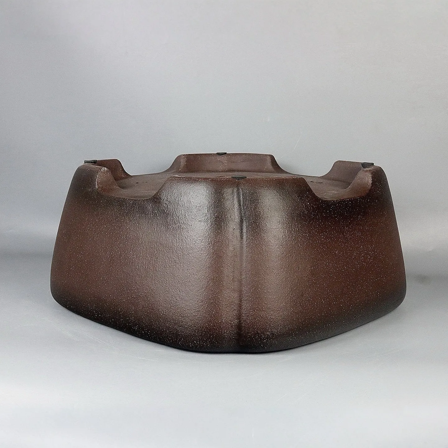 Handmade antique square purple sand ceramic bonsai pot, 41x41x18cm outer dimensions