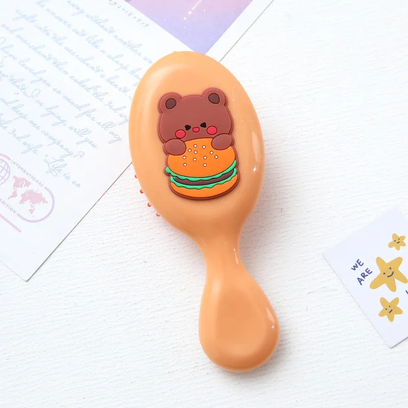 Cute portable resin massage comb for kids in strawberry design, 15-20 cm, soft bristles for detangling