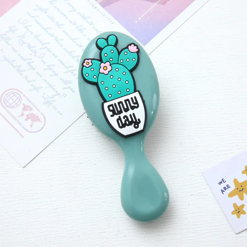 Cute portable resin massage comb for kids in strawberry design, 15-20 cm, soft bristles for detangling
