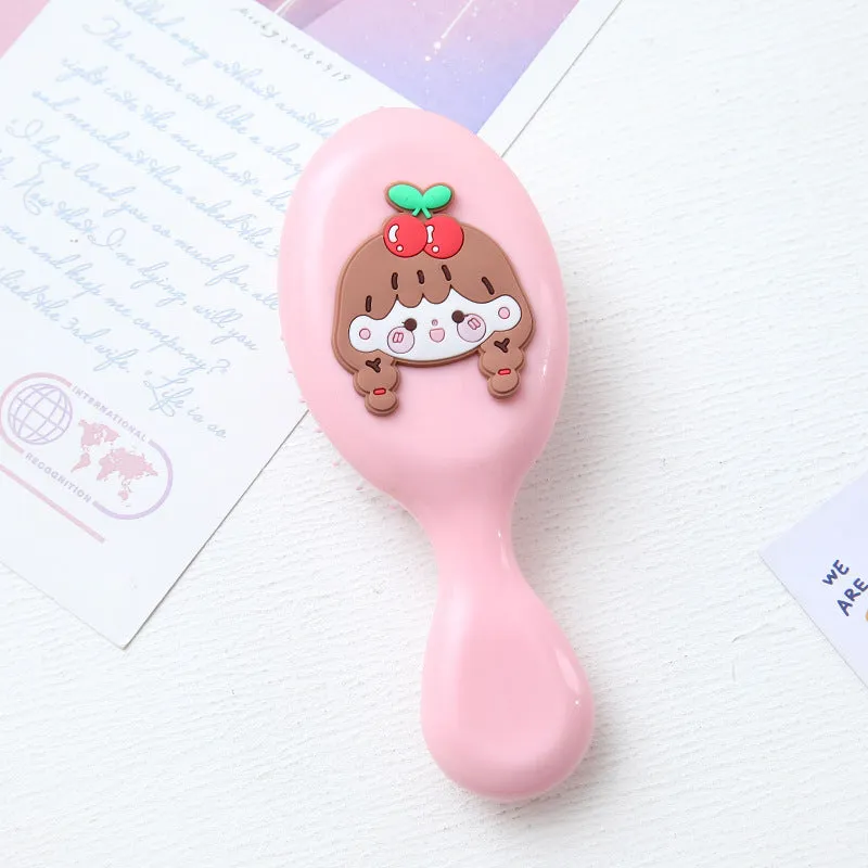 Cute portable resin massage comb for kids in strawberry design, 15-20 cm, soft bristles for detangling