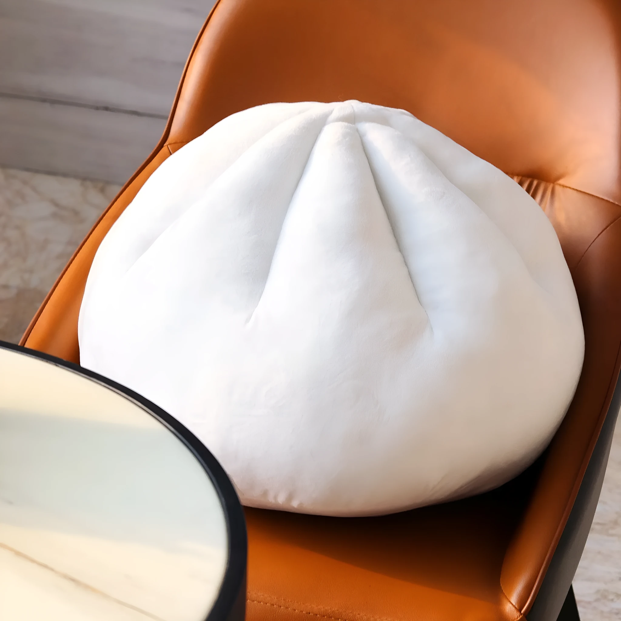 Stuffed bun pillow in steamed meat dumpling shape, 40cm plush fabric novelty cushion