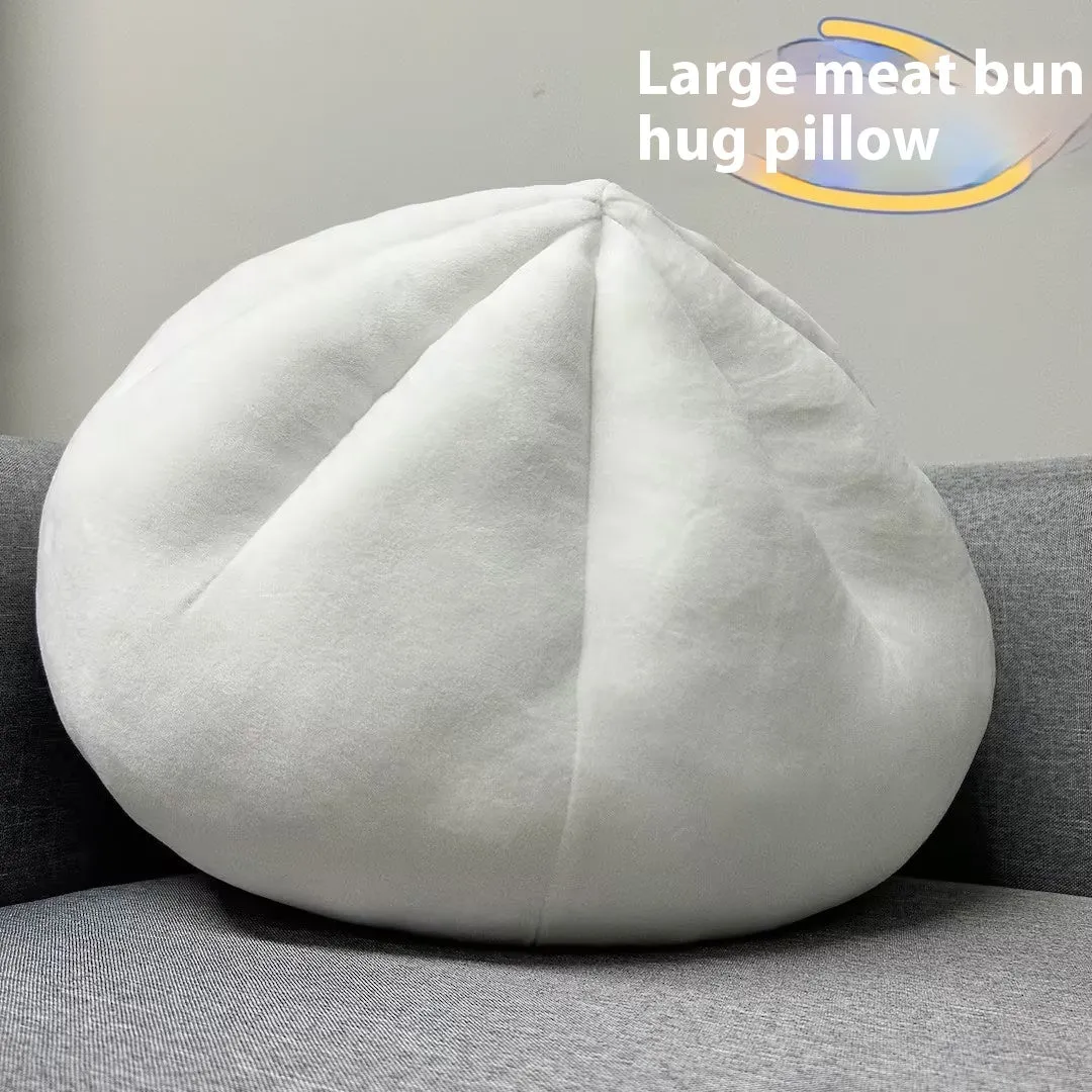 Stuffed bun pillow in steamed meat dumpling shape, 40cm plush fabric novelty cushion